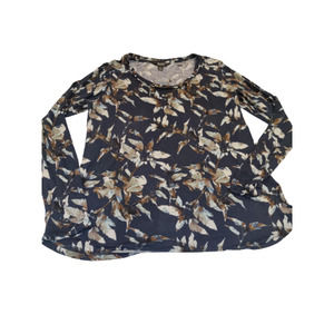 Womes's  Elegante Floral Round Neck Long Sleeve Blouse - Size M